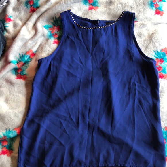 Renee c blue gold detail tank blouse medium - Picture 1 of 2